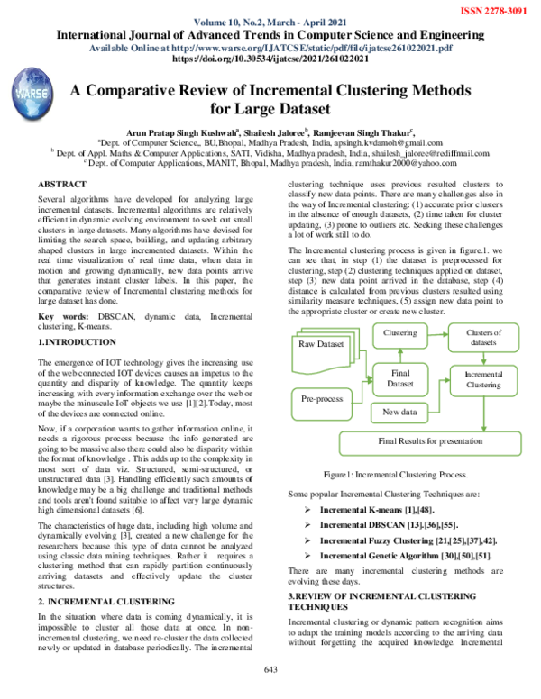 (PDF) A Comparative Review of Incremental Clustering Methods for Large ...