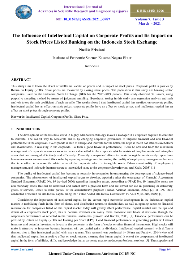 (PDF) The Influence of Intellectual Capital on Corporate Profits and ...