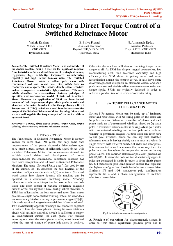 (PDF) IJERT-Control Strategy for a Direct Torque Control of a Switched ...