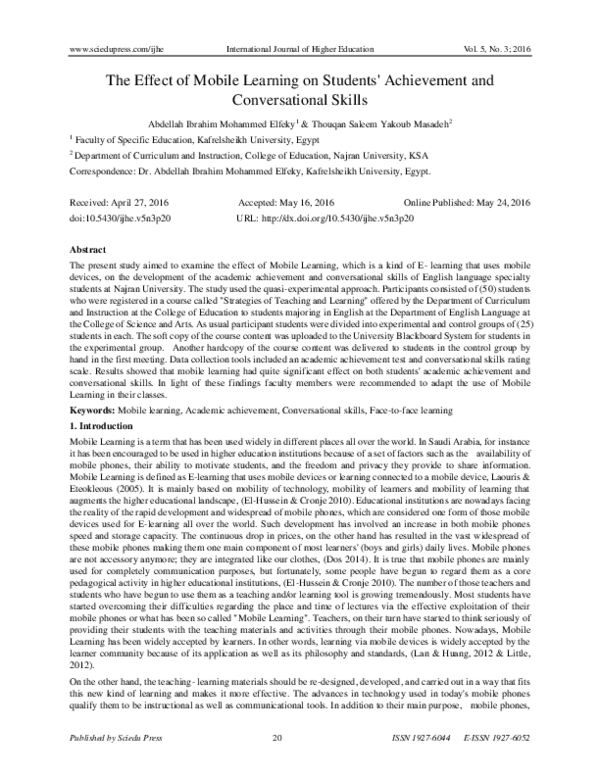 (PDF) The Effect of Mobile Learning on Students' Achievement and ...