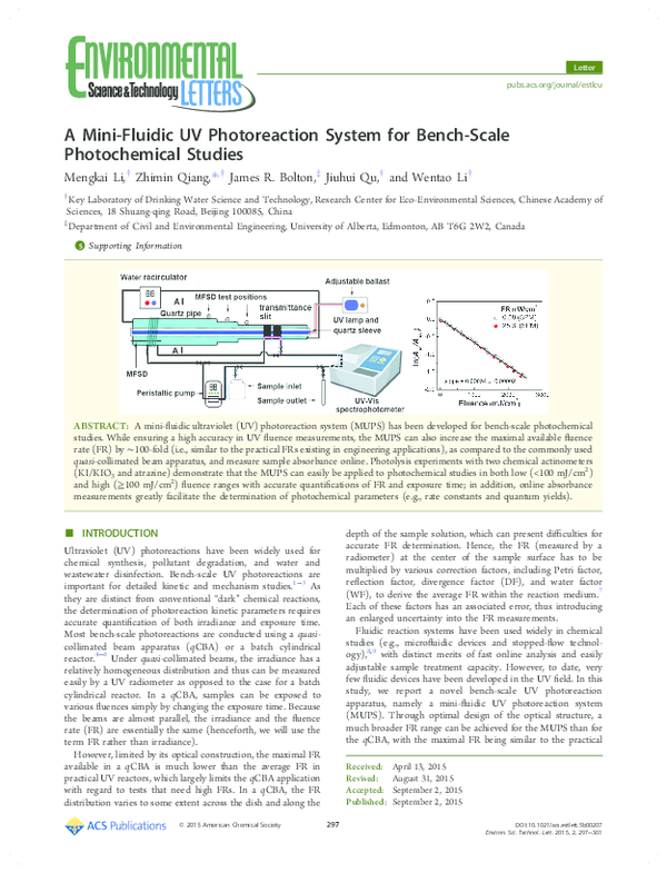 (PDF) A Mini-Fluidic UV Photoreaction System for Bench-Scale ...