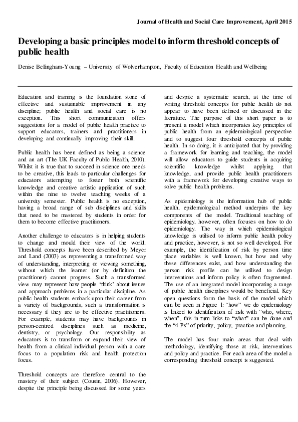 (PDF) Developing a basic principles model to inform threshold concepts