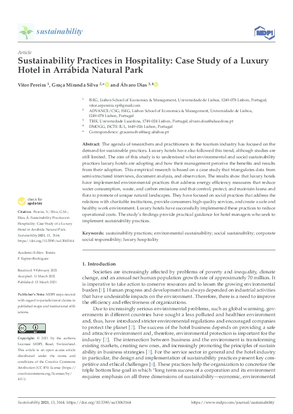 (PDF) Sustainability Practices in Hospitality: Case Study of a Luxury ...