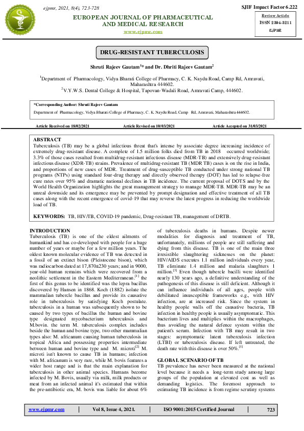 (PDF) DRUG-RESISTANT TUBERCULOSIS