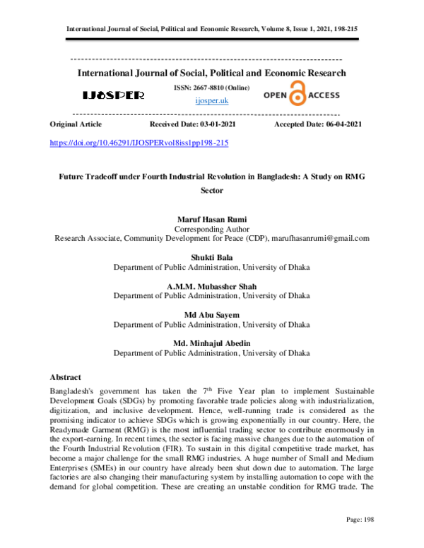 (PDF) Future Tradeoff under Fourth Industrial Revolution in Bangladesh ...