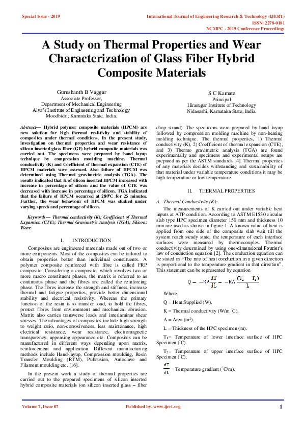 (PDF) IJERT-A Study on Thermal Properties and Wear Characterization of ...