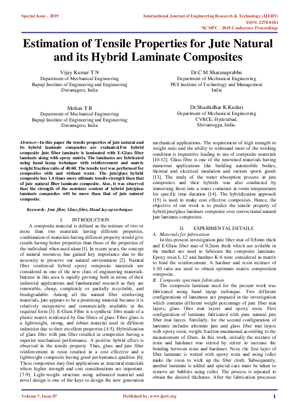 (PDF) IJERTEstimation of Tensile Properties for Jute Natural and its