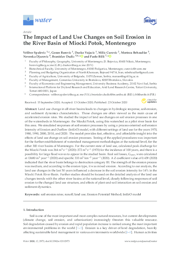 (PDF) The Impact of Land Use Changes on Soil Erosion in the River Basin ...