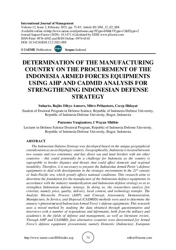 (PDF) DETERMINATION OF THE MANUFACTURING COUNTRY ON THE PROCUREMENT OF ...