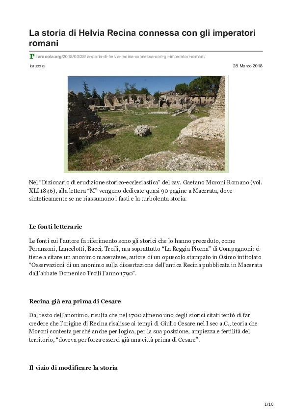 (PDF) La storia di Helvia Recina connessa con gli imperatori romani