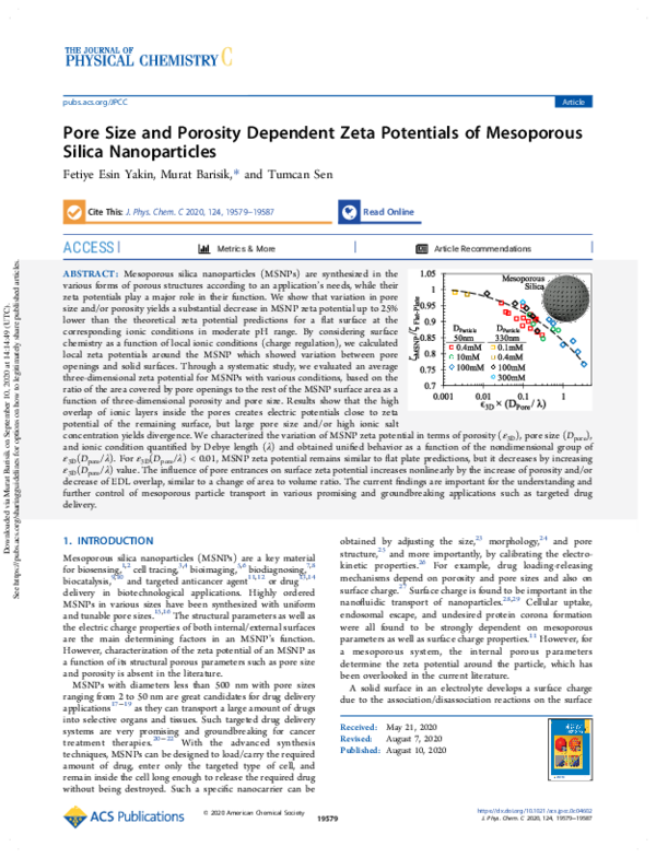 (PDF) Pore Size and Porosity Dependent Zeta Potentials of Mesoporous ...