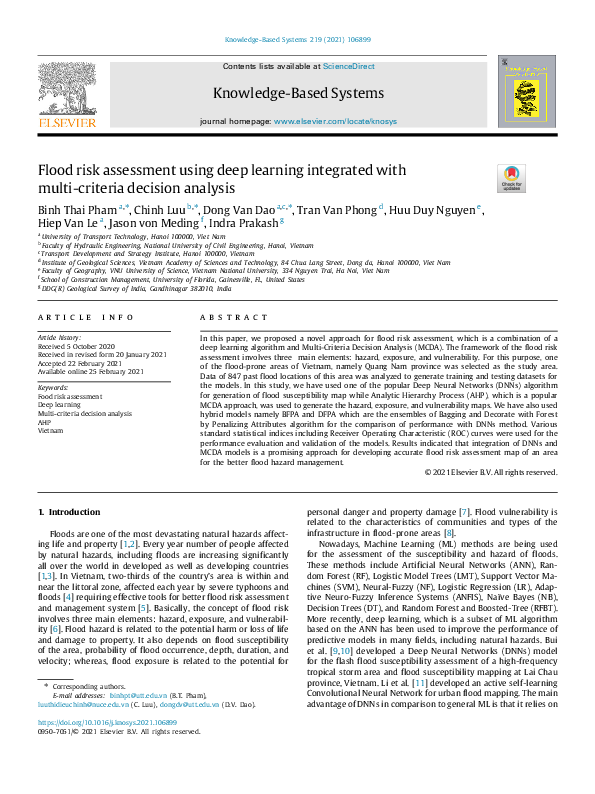 (PDF) Flood risk assessment using deep learning integrated with multi ...