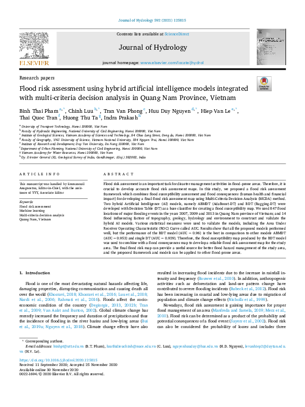 (PDF) Flood risk assessment using hybrid artificial intelligence models ...