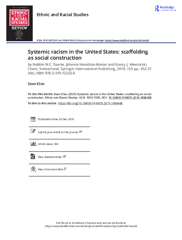 (PDF) Systemic racism in the United States: scaffolding as social ...