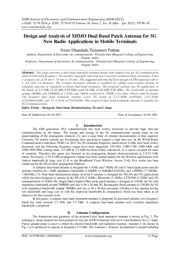 (PDF) Design and Analysis of MIMO Dual Band Patch Antenna for 5G New ...