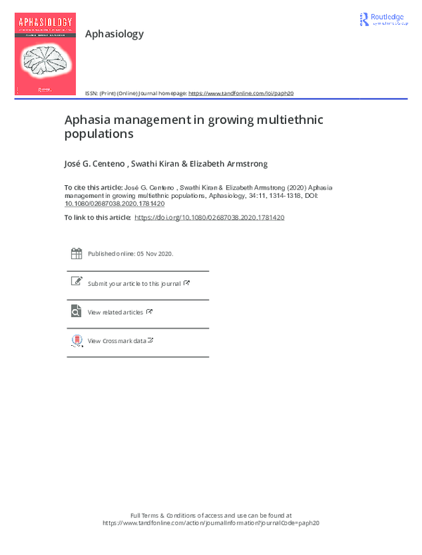 (PDF) Aphasia management in growing multiethnic populations