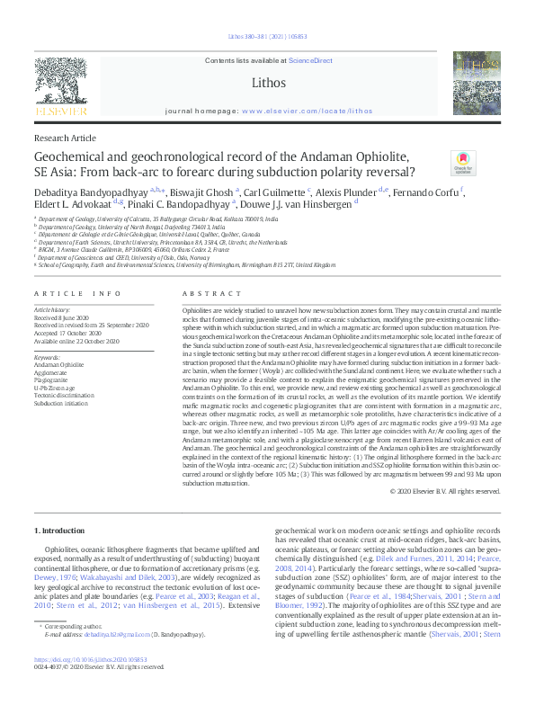 (PDF) Geochemical and geochronological record of the Andaman Ophiolite ...