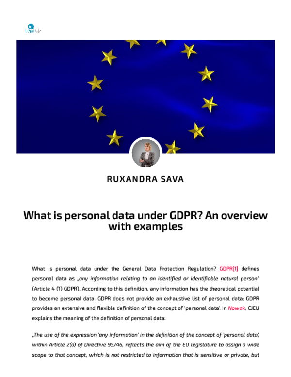 (PDF) What is personal data under gdpr? An overview with examples