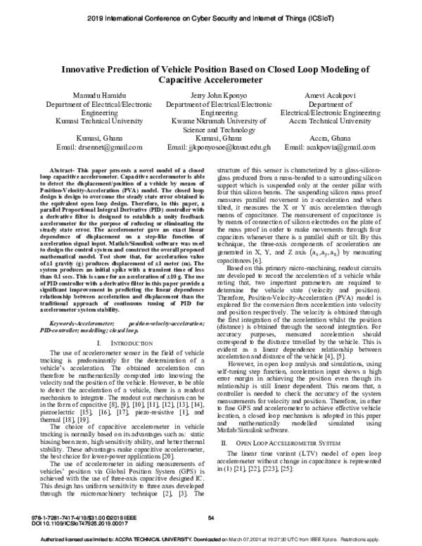 (PDF) Innovative Prediction of Vehicle Position Based on Closed Loop ...