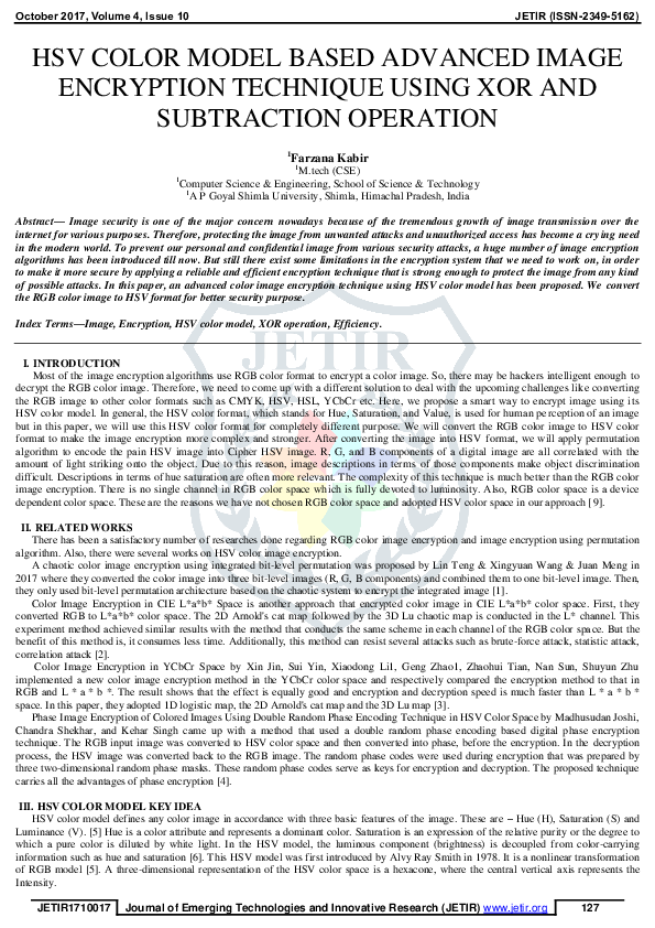 (PDF) HSV COLOR MODEL BASED ADVANCED IMAGE ENCRYPTION TECHNIQUE USING ...