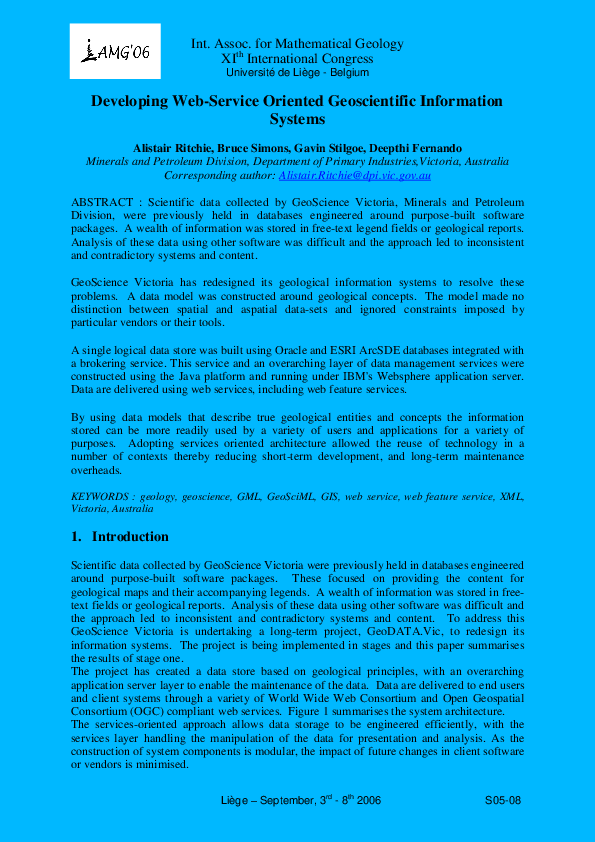 (PDF) Developing Web-Service Oriented Geoscientific Information Systems