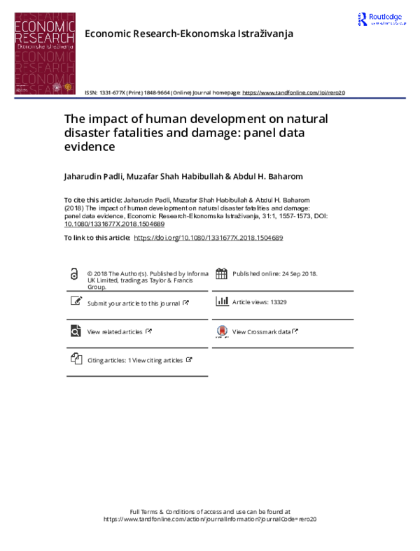 (PDF) The impact of human development on natural disaster fatalities ...