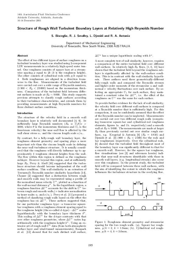 (PDF) Structure of Rough Wall Turbulent Boundary Layers at Relatively ...