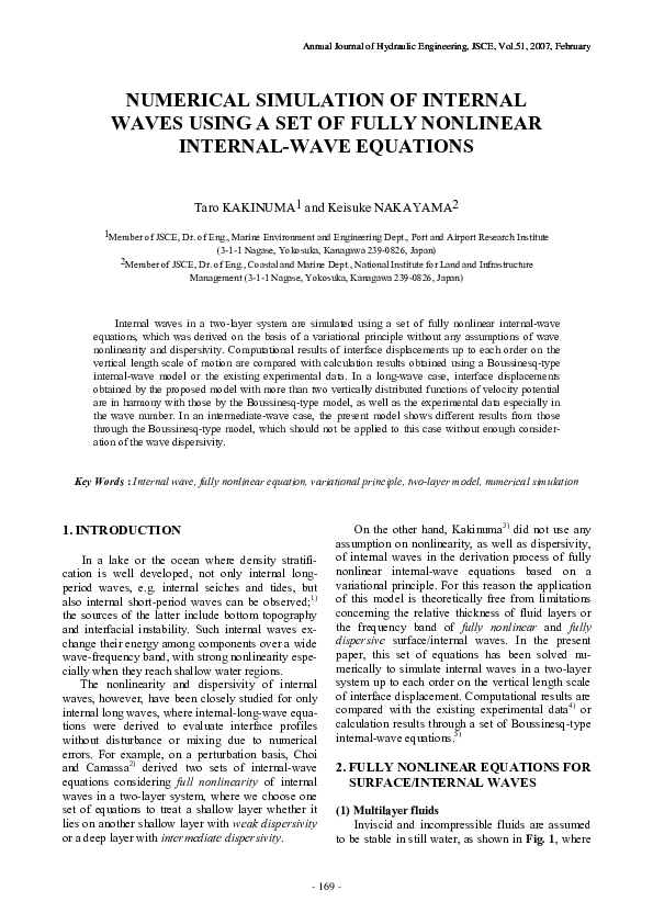(PDF) Numerical Simulation of Internal Waves Using a Set of Fully ...