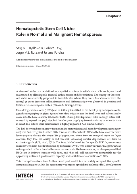 (PDF) Hematopoietic Stem Cell Niche: Role in Normal and Malignant ...