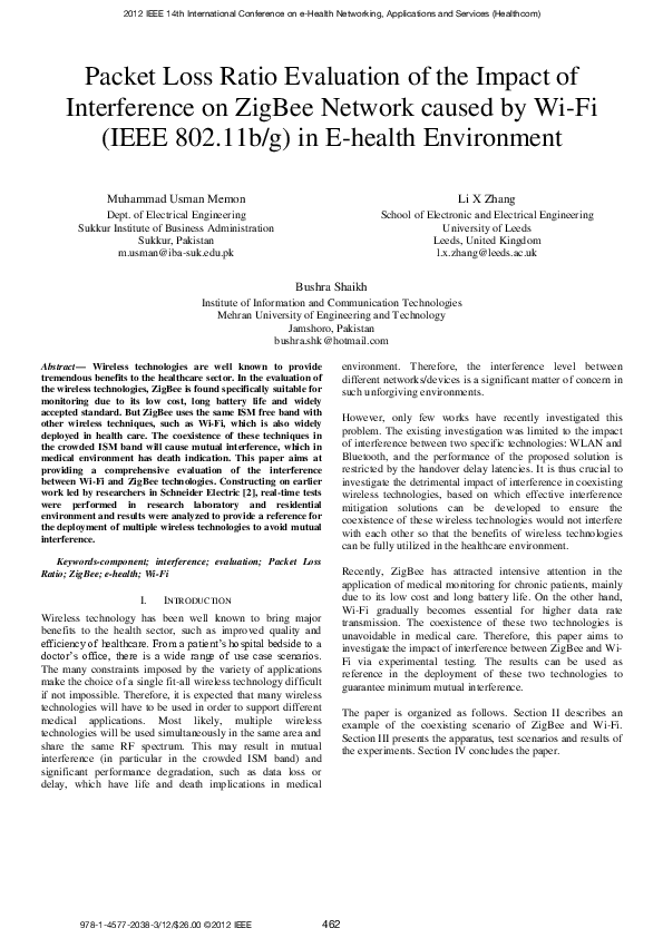 (PDF) Packet loss ratio evaluation of the impact of interference on ...