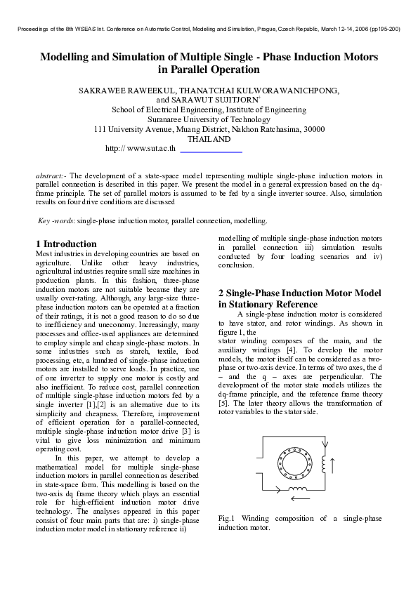 (PDF) Modelling and Simulation of Multiple Single - Phase Induction ...