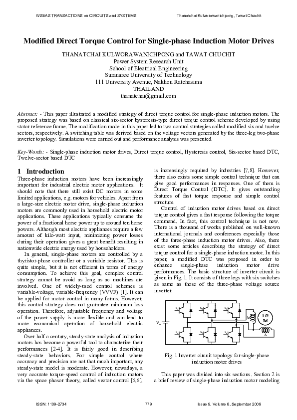 (PDF) Modified direct torque control for single-phase induction motor ...