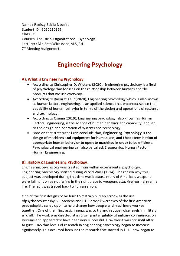 (DOC) Engineering Psychology Radisty Sabila Academia.edu