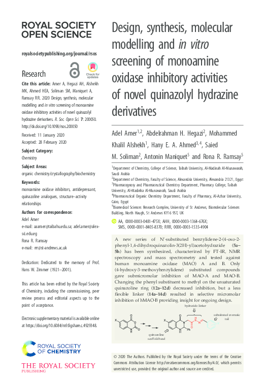 (PDF) Design, synthesis, molecular modelling and in vitro screening of ...