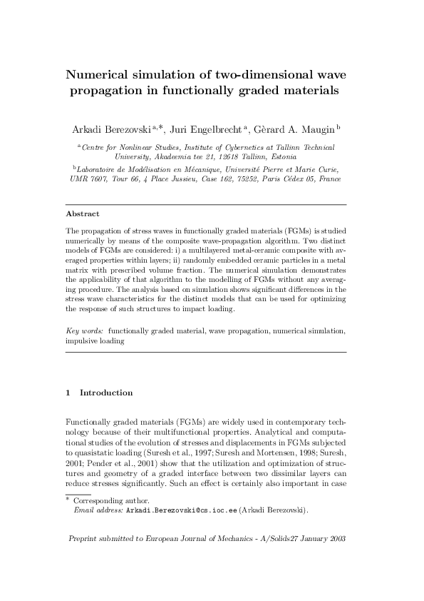 (PDF) Numerical simulation of two-dimensional wave propagation in ...