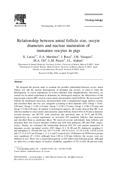 (PDF) Relationship between antral follicle size, oocyte diameters and ...