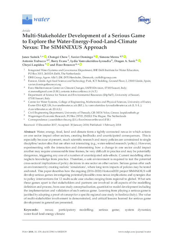 (PDF) Multi-Stakeholder Development of a Serious Game to Explore the ...