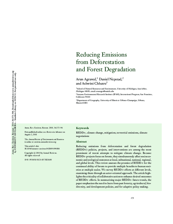 (PDF) Reducing emissions from deforestation and forest degradation in ...