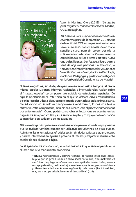 (PDF) [Reseña] 10 criterios para mejorar el rendimiento escolar