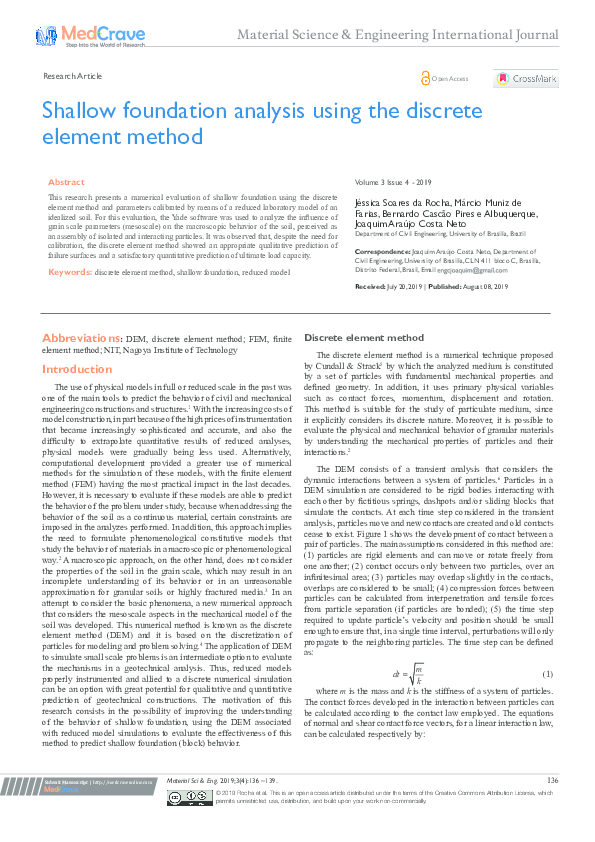 (PDF) Shallow foundation analysis using the discrete element method