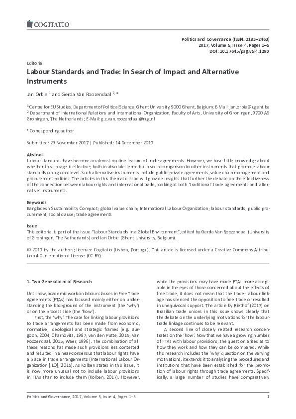 (PDF) Labour Standards and Trade: In Search of Impact and Alternative ...