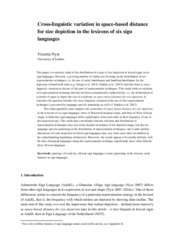 (PDF) Cross-linguistic variation in space-based distance for size ...
