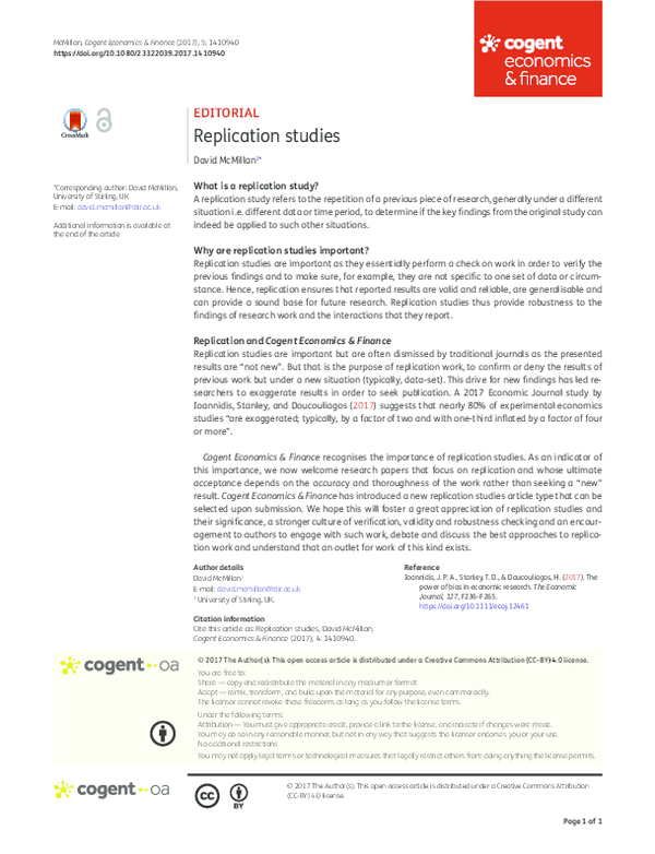 (PDF) Replication studies
