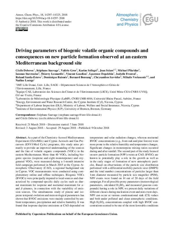(PDF) Driving parameters of biogenic volatile organic compounds and ...