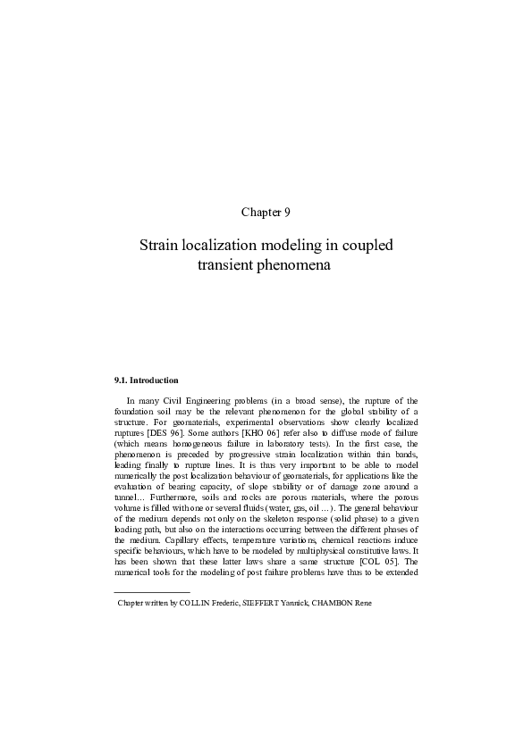 (PDF) Strain Localization Modeling in Coupled Transient Phenomena