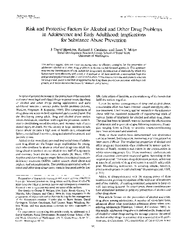 (PDF) Risk and protective factors for alcohol and other drug problems ...