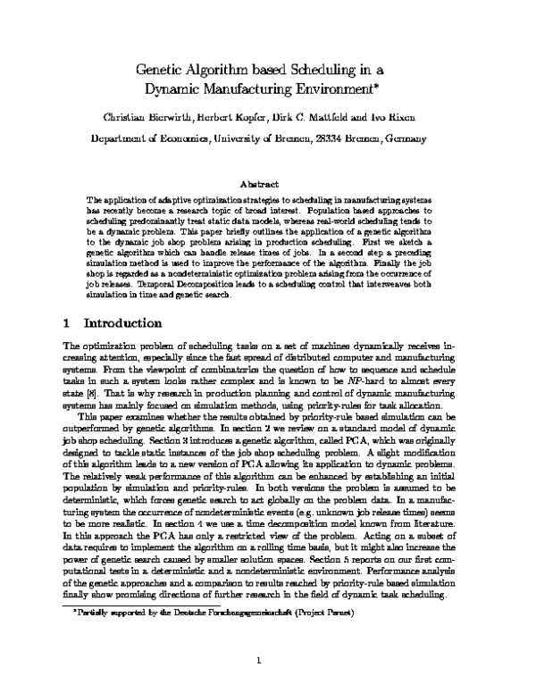 (PDF) Genetic algorithm based scheduling in a dynamic manufacturing ...