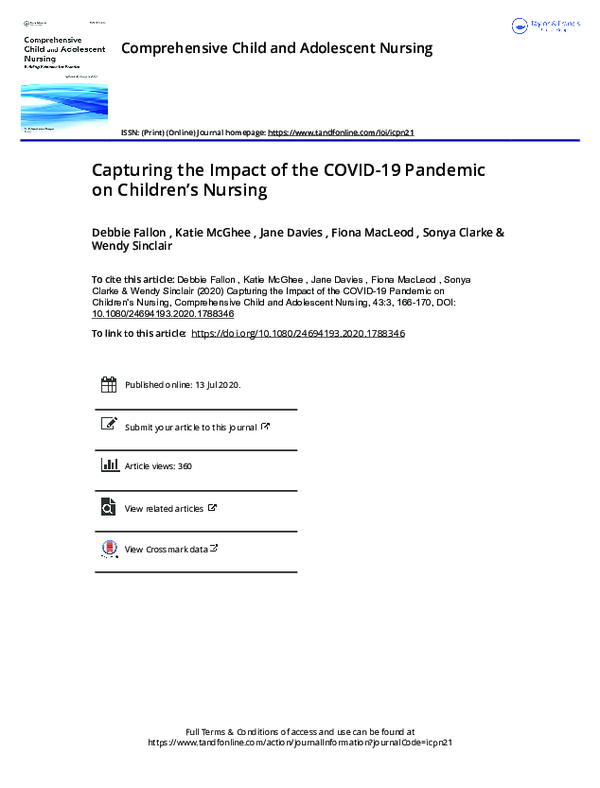(PDF) Capturing the Impact of the COVID-19 Pandemic on Children’s Nursing