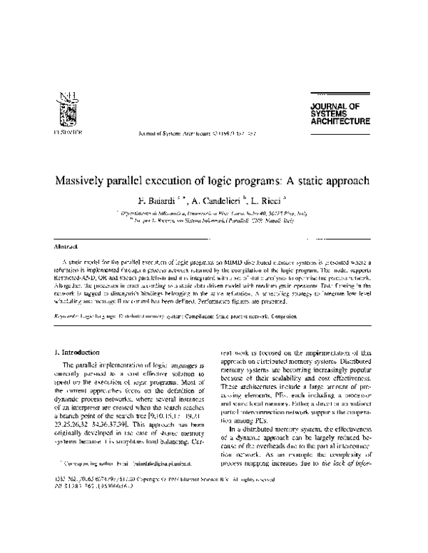 (PDF) Massively parallel execution of logic programs: A static approach