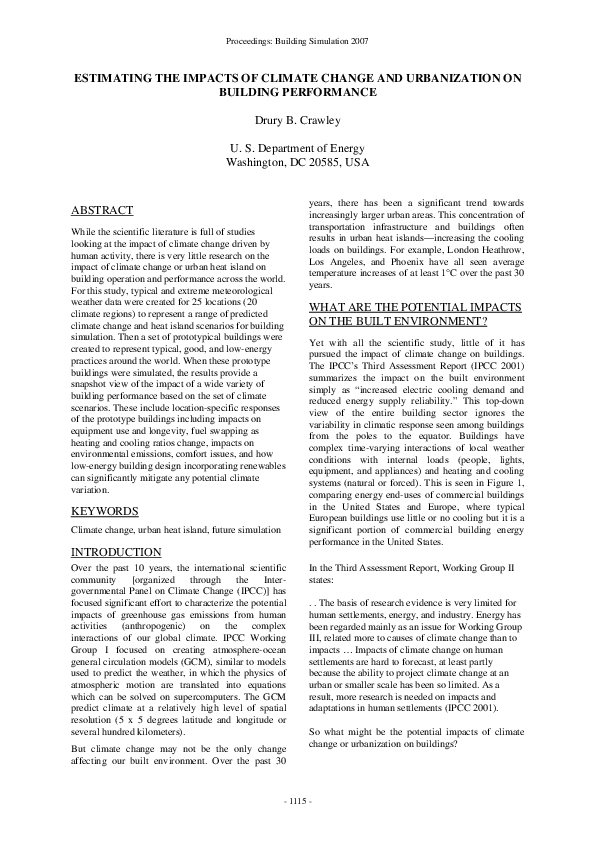 (PDF) Estimating the impacts of climate change and urbanization on ...